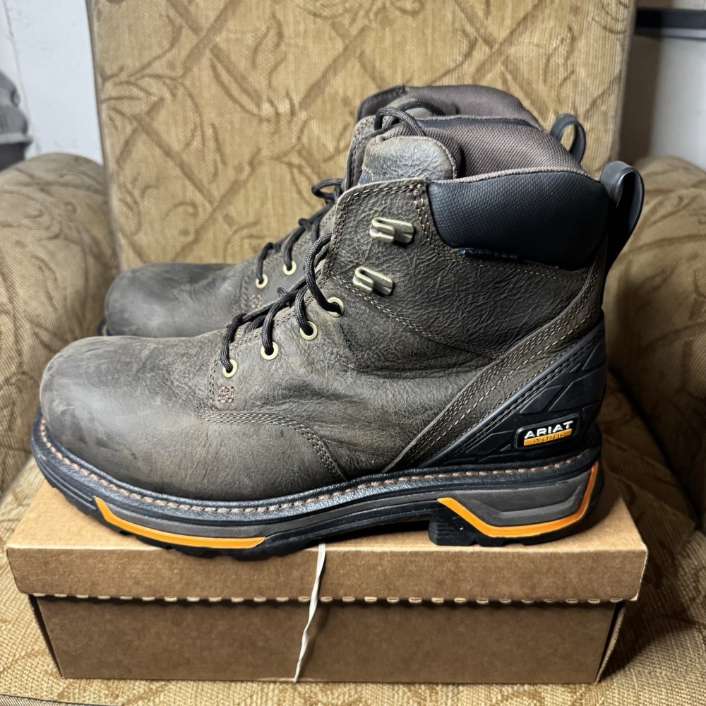 Ariat Mens Big Rig 6" H20 Waterproof Work Boot‎ Iron Coffee Size 10.5 US/EE Wide